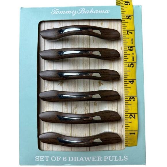 Tommy Bahama Brown Silver Pull Set Of 6 Drawer Pulls NIB - Picture 5 of 5